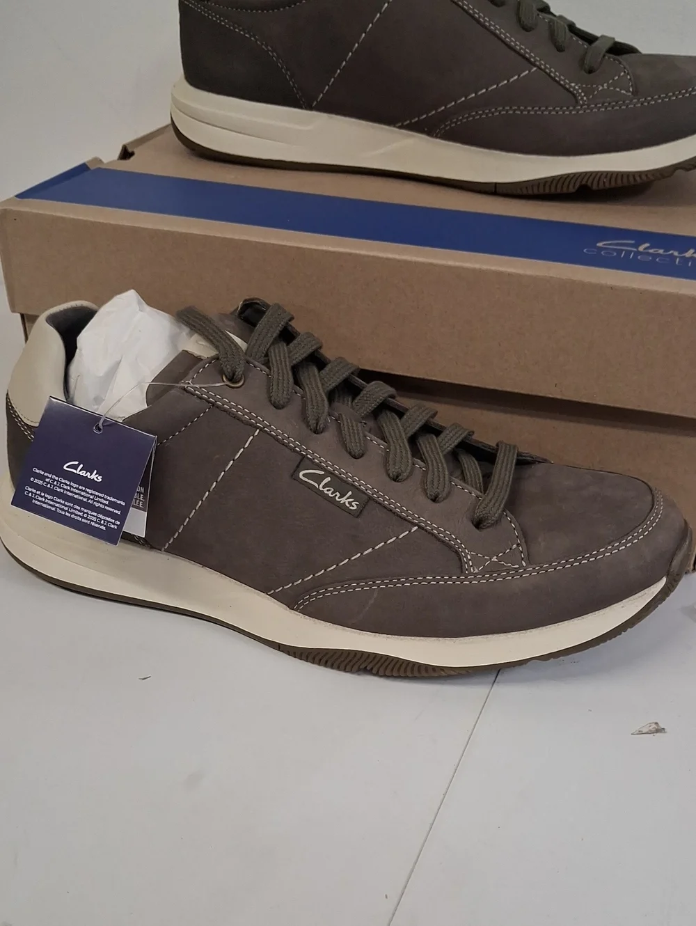 NWT Mens Clark's Townview Lace Grey Nubuck Shoes